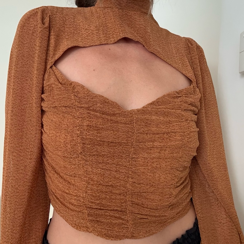 Women's Brown Long Sleeve Top